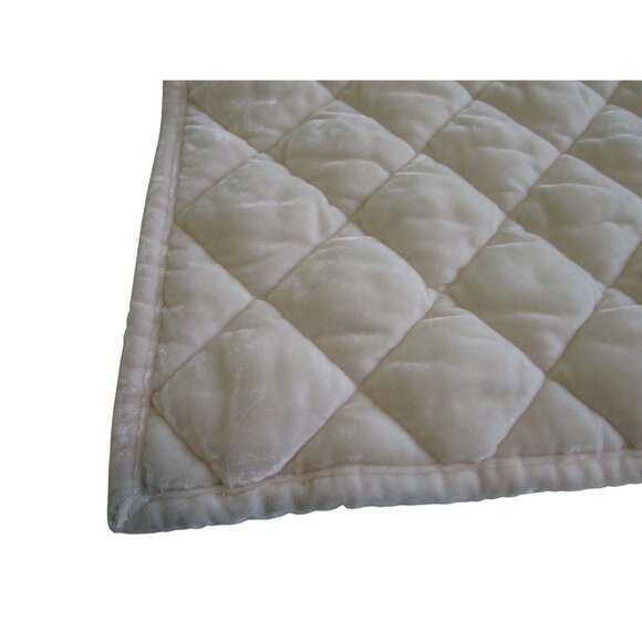Pottery Barn Quilted Velvet Euro Square Pillow Sham 26x26 Ivory Cotton Blend GUC - Picture 3 of 11